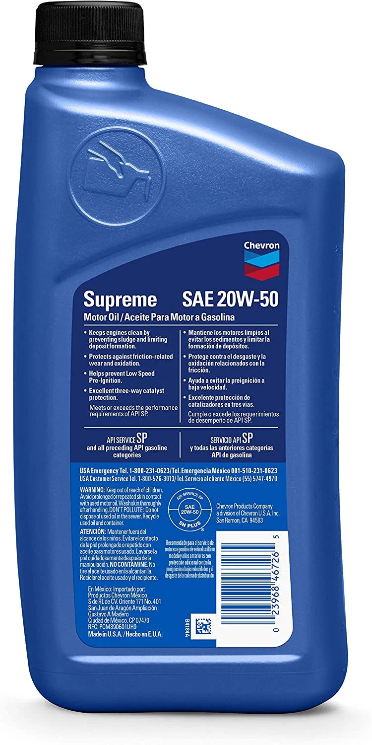 Chevron Supreme SAE 20W-50 Motor Oil - ShopSLU