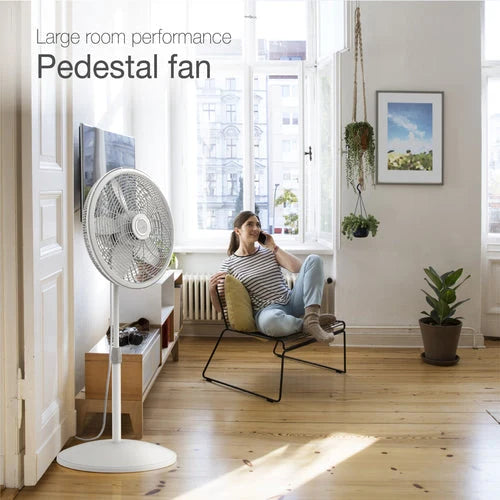 Lasko 18" Oscillating 3-Speed Elegance & Performance Pedestal Fan, White - ShopSLU