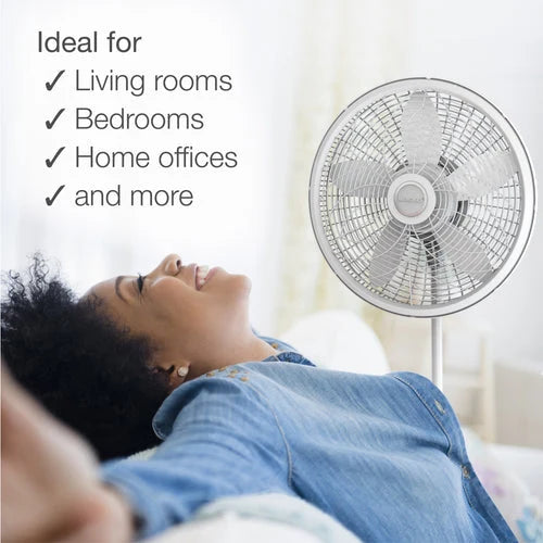 Lasko 18" Oscillating 3-Speed Elegance & Performance Pedestal Fan, White - ShopSLU