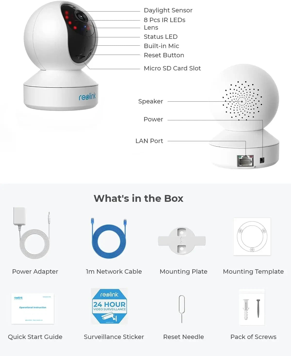 Reolink E1 3MP Wifi Security Camera, Works with Alexa/Google Assistant - ShopSLU